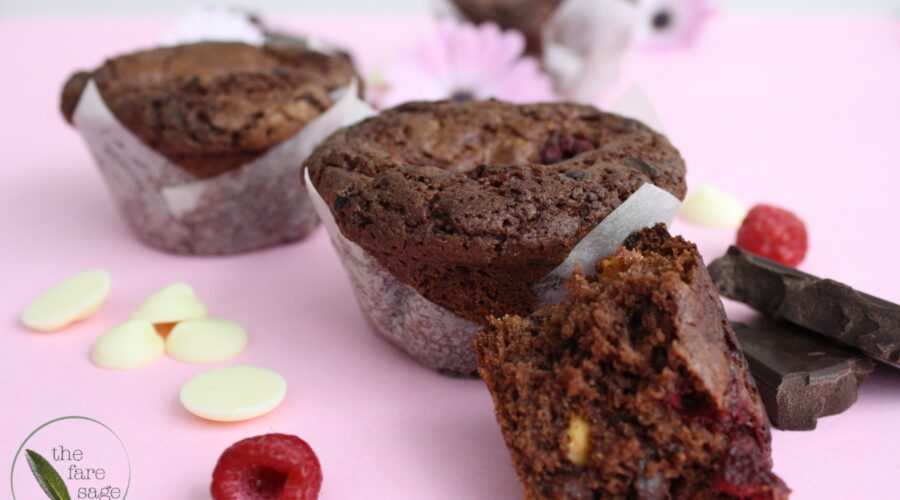 Triple Chocolate Raspberry Brownie Muffins