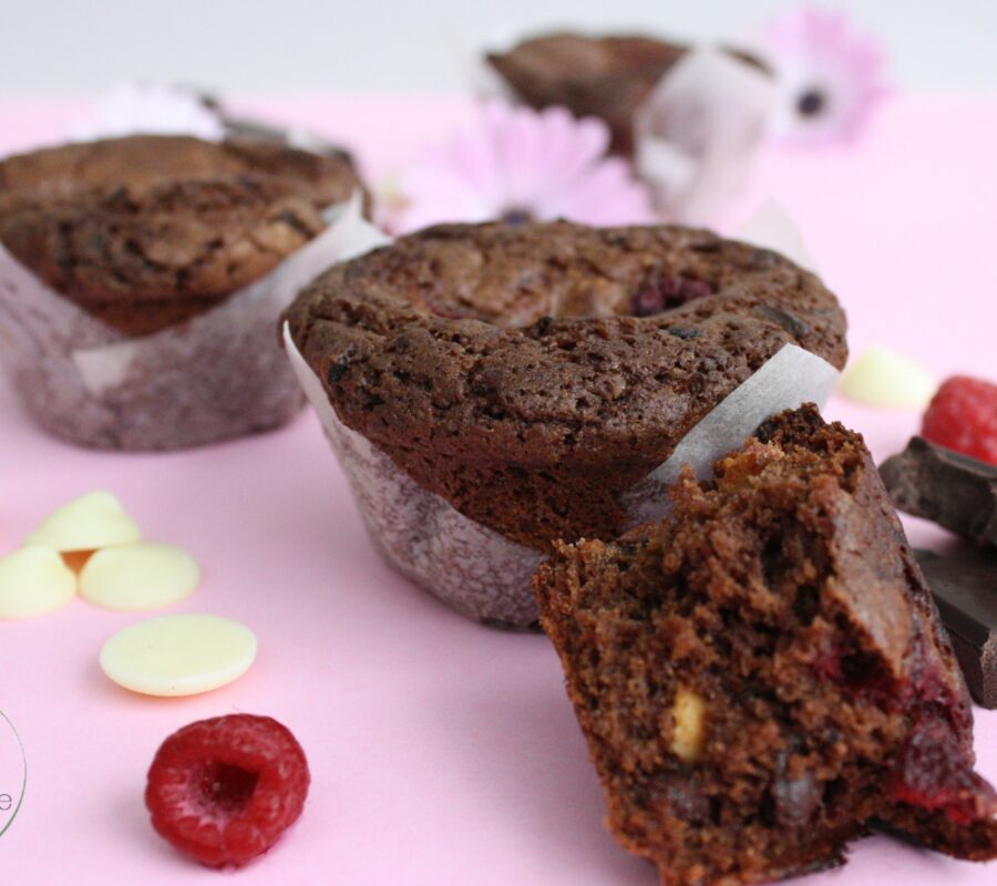 Triple Chocolate Raspberry Brownie Muffins