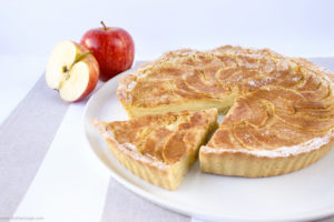 Baked custard tart with spiced apple