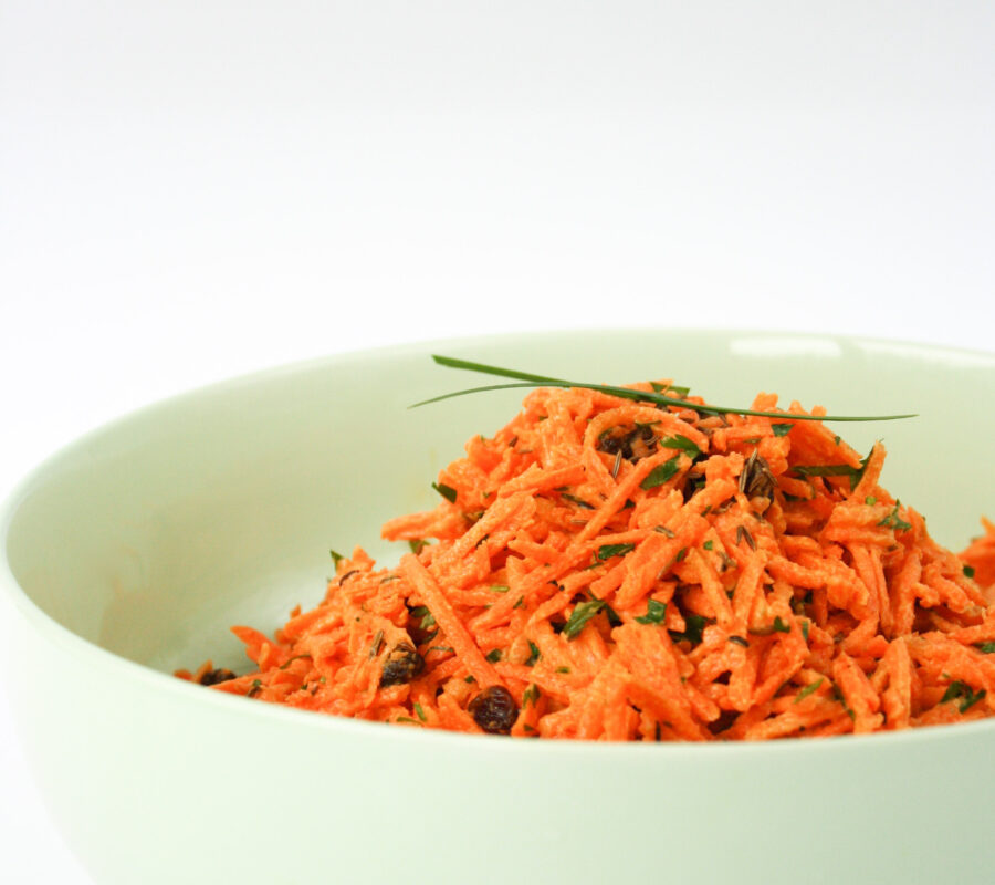 A crisp, fresh, delicious raw carrot salad from The Fare Sage